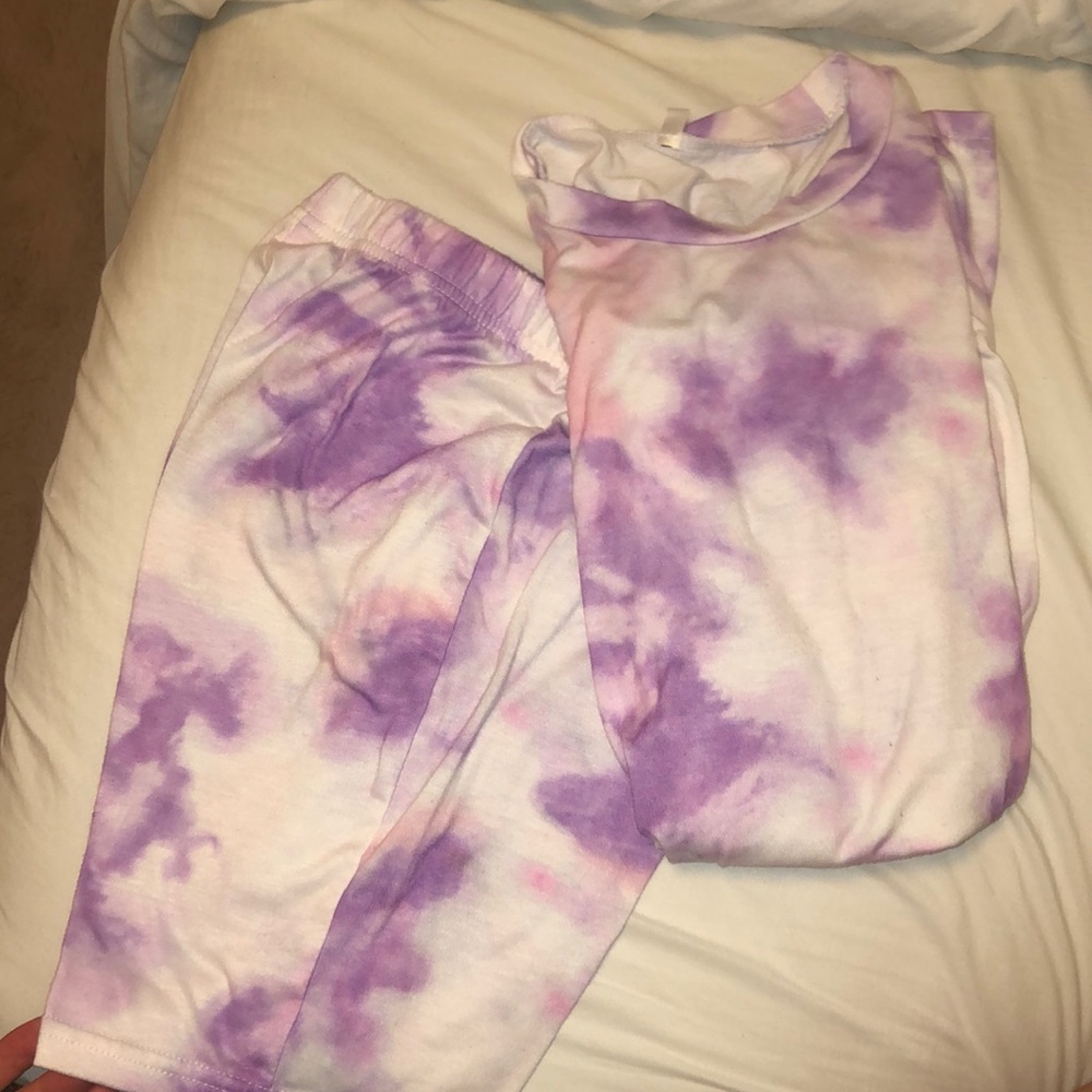 purple tie dye biker shorts big tee set